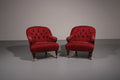 Pair of French Red fabric Button Back Armchairs - Collectors - Net.Work
