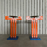 Pair of Memphis Style Sculptural Candle Holders, 1980s