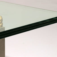 Peter Ghyczy Glas-Couchtisch mit Edelstahlgestell Biri T29