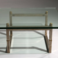 Peter Ghyczy Glas-Couchtisch mit Edelstahlgestell Biri T29