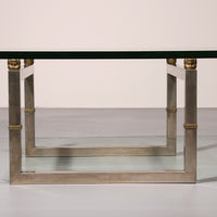 Peter Ghyczy Glas-Couchtisch mit Edelstahlgestell Biri T29