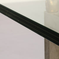 Peter Ghyczy Glas-Couchtisch mit Edelstahlgestell Biri T29