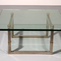 Peter Ghyczy Glas-Couchtisch mit Edelstahlgestell Biri T29