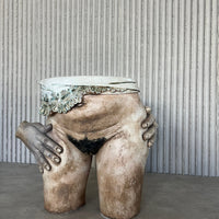 Sculptural ceramic side table by Francis Hewlett