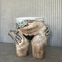 Sculptural ceramic side table by Francis Hewlett