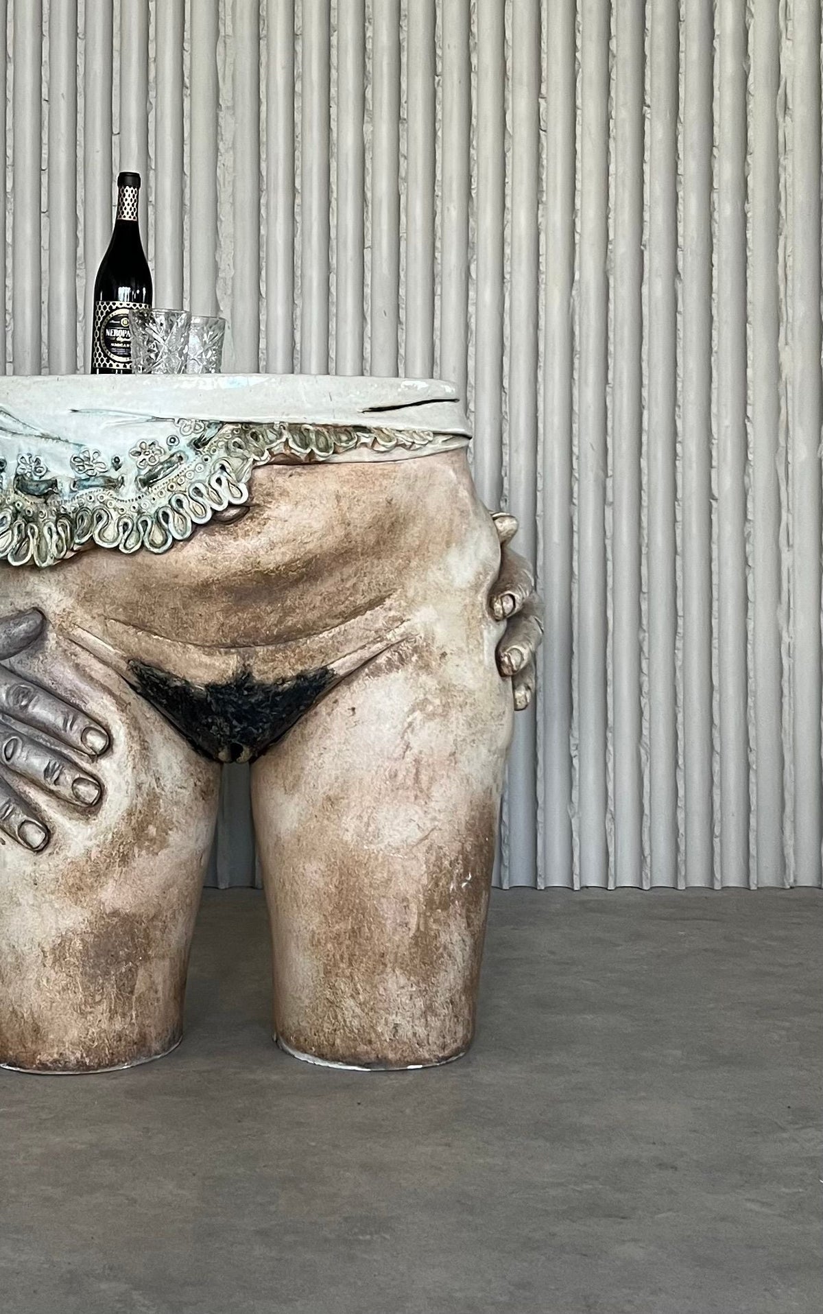 Sculptural ceramic side table by Francis Hewlett
