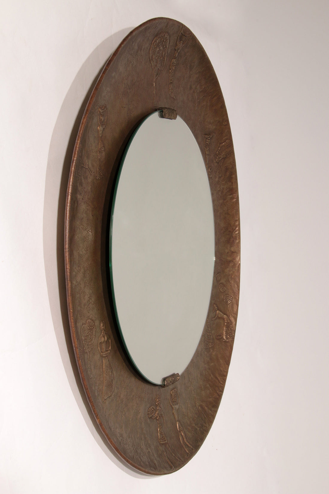 Sculptural Hammered Copper Mirror Attributed to Angelo Bragalini" - Collectors - Net.Work