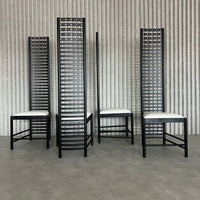 Set of 4 Postmodern Steel Dining Chairs – Sculptural High-Back Design, c. 1980s