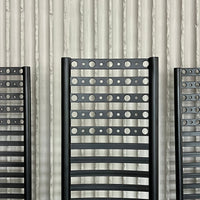 Set of 4 Postmodern Steel Dining Chairs – Sculptural High-Back Design, c. 1980s