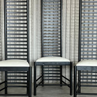 Set of 4 Postmodern Steel Dining Chairs – Sculptural High-Back Design, c. 1980s