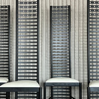 Set of 4 Postmodern Steel Dining Chairs – Sculptural High-Back Design, c. 1980s