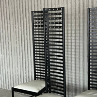 Set of 4 Postmodern Steel Dining Chairs – Sculptural High-Back Design, c. 1980s