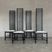 Set of 4 Postmodern Steel Dining Chairs – Sculptural High-Back Design, c. 1980s