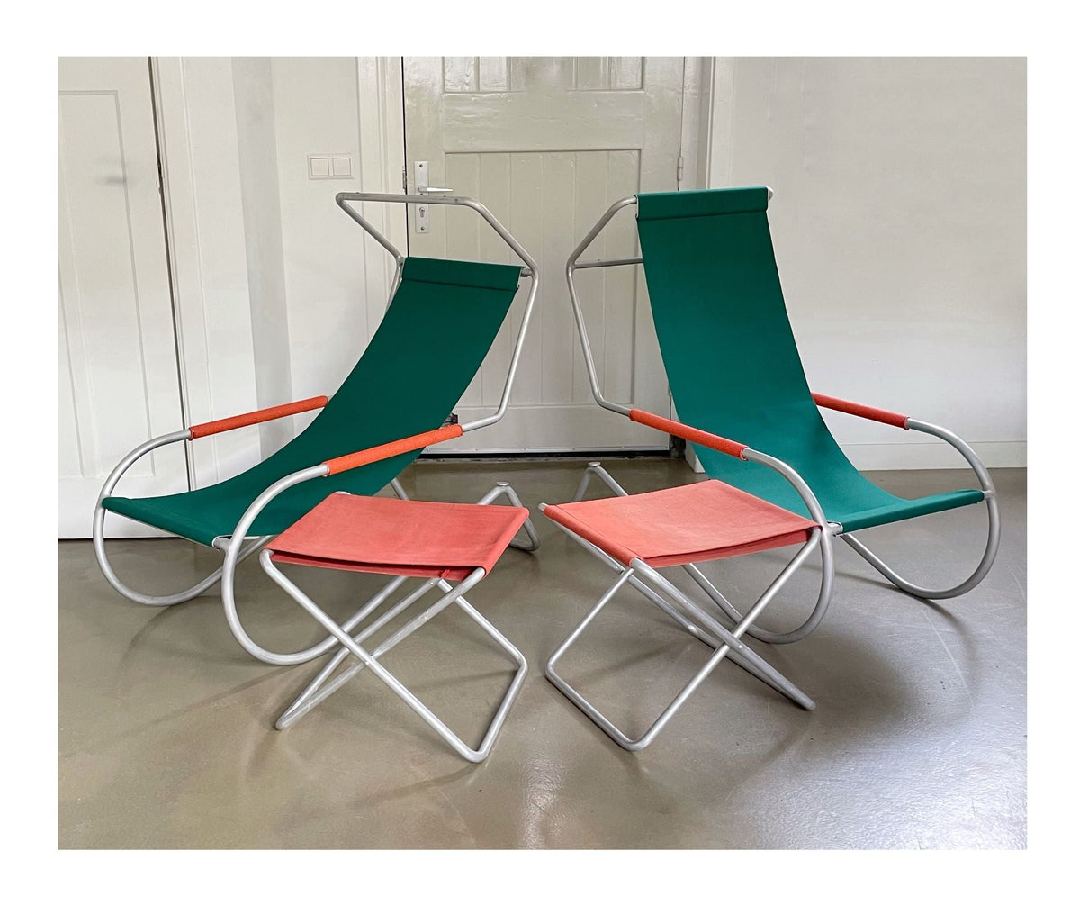 Set of midcentury 'Lido' sun lounge chairs, design Battista and Gino Giudici