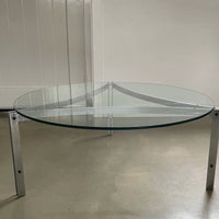 Couchtisch aus massivem Stahl und Glas, 1960er Jahre