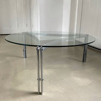 Couchtisch aus massivem Stahl und Glas, 1960er Jahre