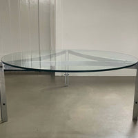 Couchtisch aus massivem Stahl und Glas, 1960er Jahre