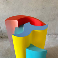 Hohe Holzskulptur, Govert Heikoop (1951–2007) – „Mann, Vogel, Fisch“ – 1980er