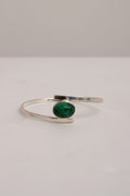 Timeless Scandinavian Sterling Silver Bracelet with Striking Green Stone by Isaac Cohen, 1966 - Collectors - Net.Work