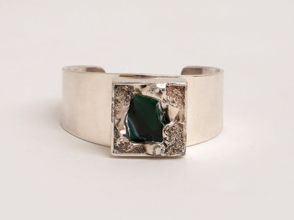 Versilbertes Armband mit Glasstein von Dansk Smykkekunst, 1970, Dänemark.
