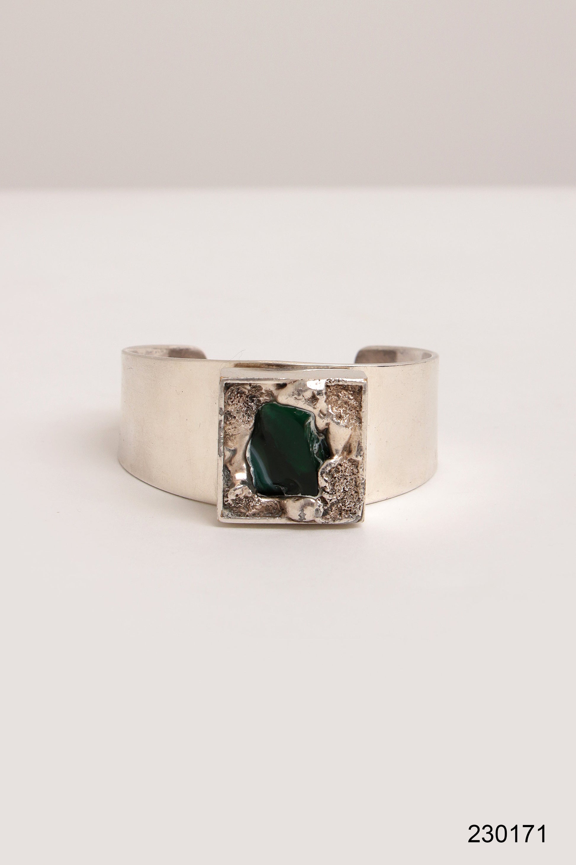 Verzilverde armband met glassteen van Dansk Smykkekunst,1970 Denemarken. - Collectors - Net.Work