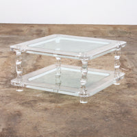 Vintage Franse Lucite en Glazen Salontafel van Maison Romeo