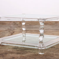 Vintage Franse Lucite en Glazen Salontafel van Maison Romeo