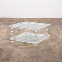 Vintage Franse Lucite en Glazen Salontafel van Maison Romeo