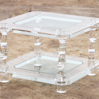 Vintage Franse Lucite en Glazen Salontafel van Maison Romeo