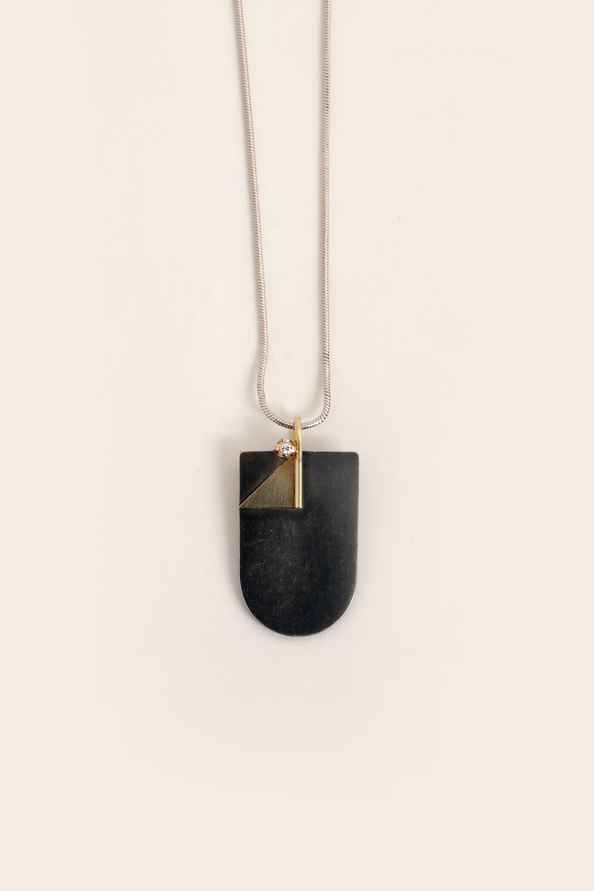 Vintage Hans Hanssen ketting Zilver, 14k goud met diamant