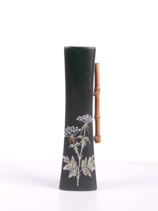 Vintage Ravnild Ceramic Vase With Bamboo Handle | Mid century, Denmark