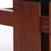 Vintage Teak and Glass Brutalist Coffee Table, 1970s Design