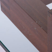 Vintage Teak and Glass Brutalist Coffee Table, 1970s Design